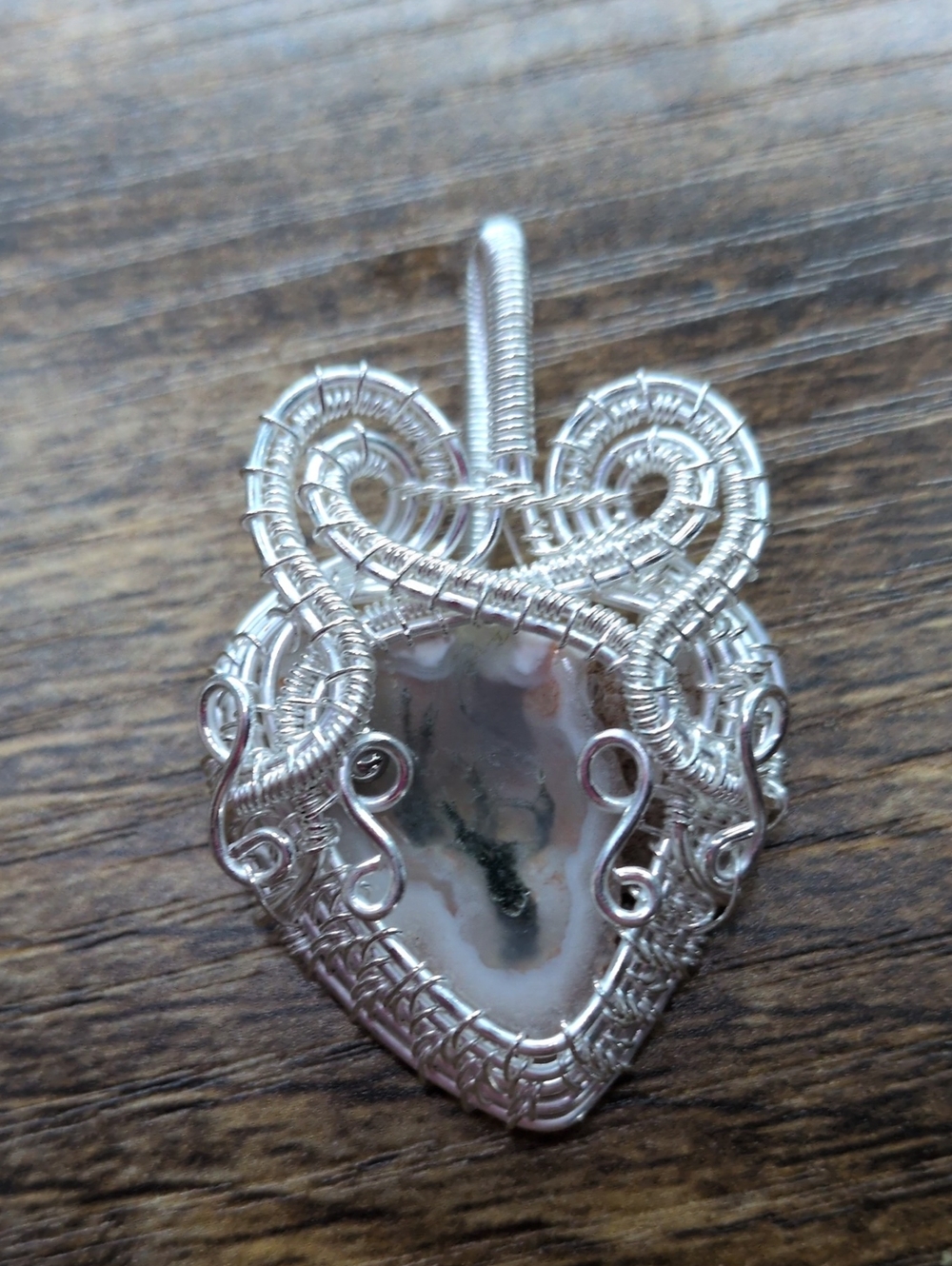 Solar Moss Druzy Wire Wrapped Pendant